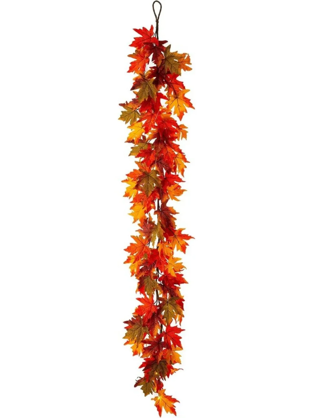 2Pcs Fall Maple Leaves Garland with Timer & Lights - Autumn Thanksgiving Decor